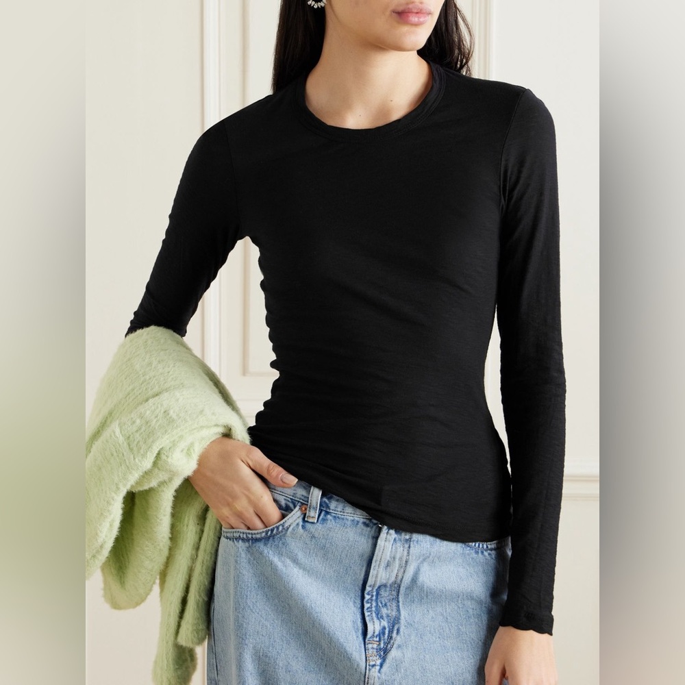 JAMES PERSE Black Slub 100% cotton jersey top long sleeve tee Shirt size 1 Small